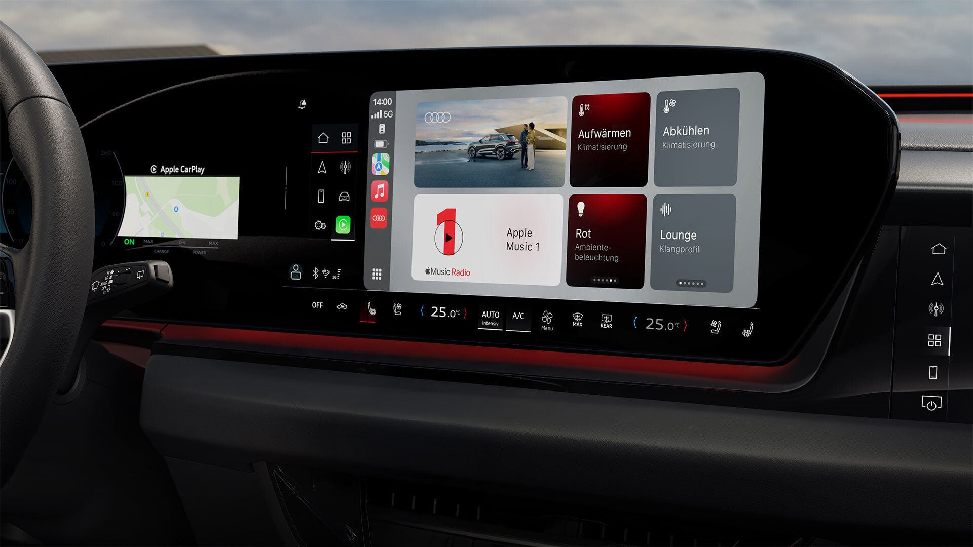 Digital vernetzter Audi mit modernem Navigationssystem
