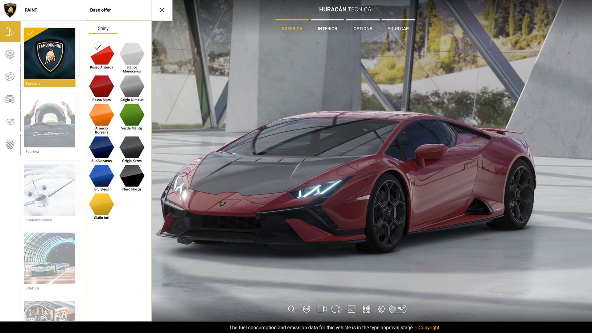 Vehicle configurator with various paint finishes