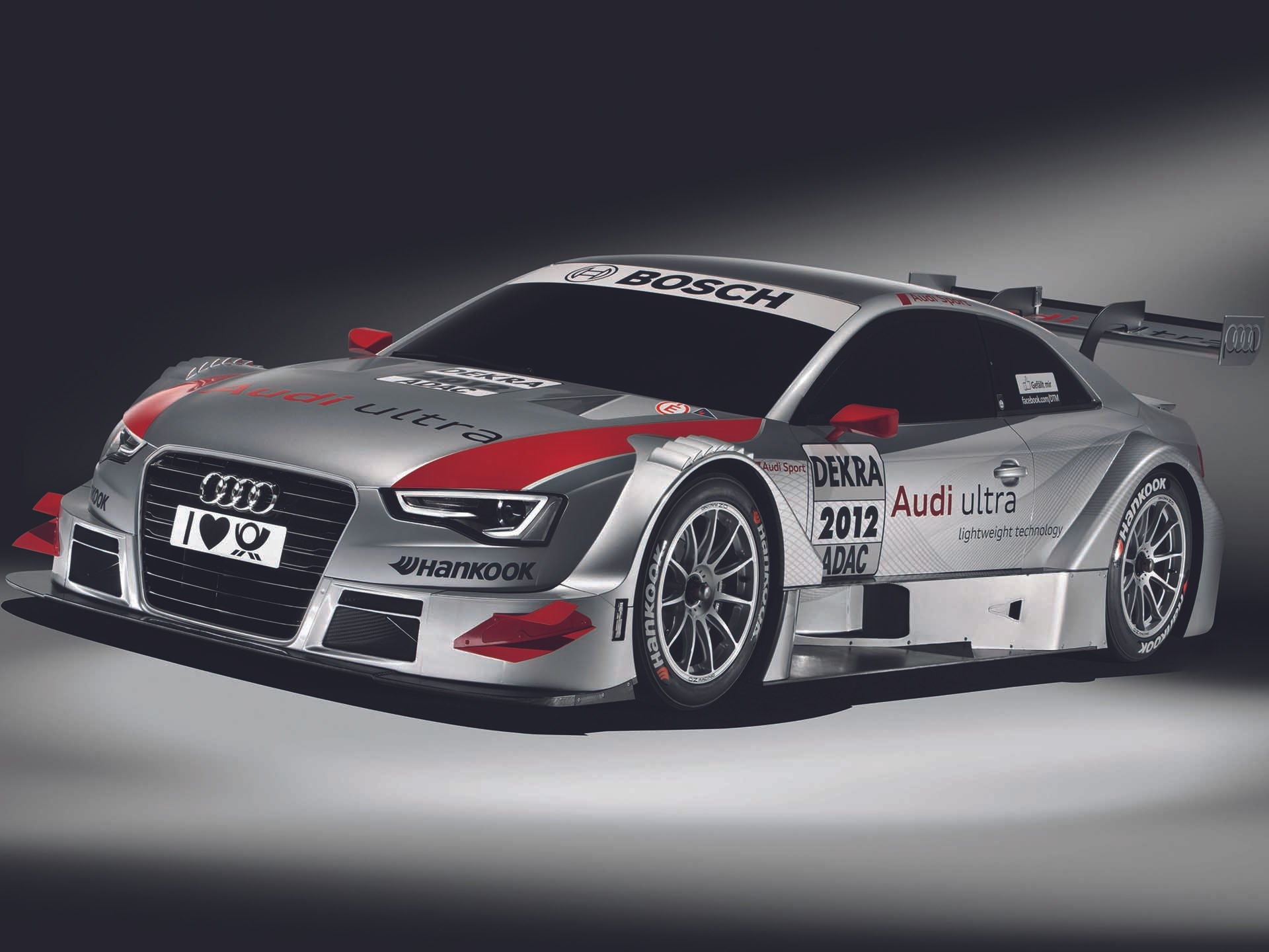 A studio photo of the Audi A5 DTM ahead of the 2012 DTM season.