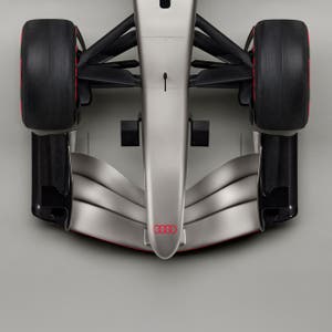 Visão superior em detalhes da asa dianteira do Audi R26 Concept.