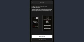 The myAudi app displaying some options with 'Add my Audi' selected