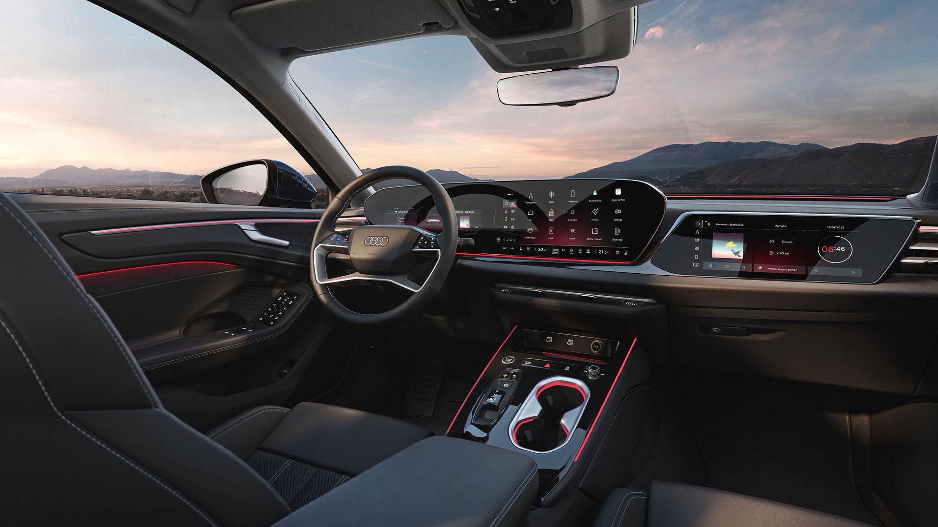 The electronic dashboard display inside an Audi vehicle