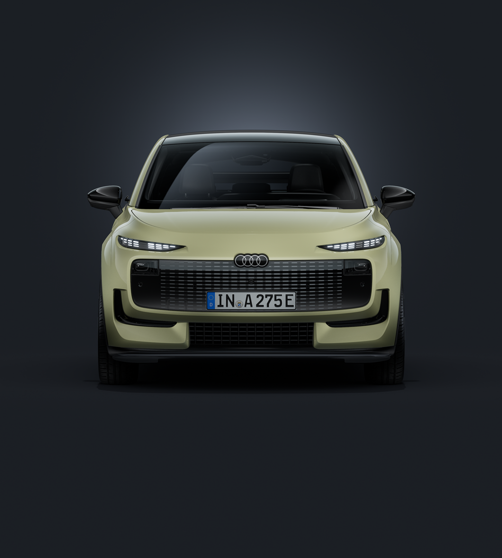 Diseño frontal de un Audi A2 e-tron.