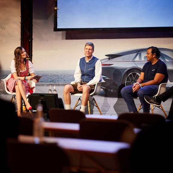 Two speakers on stage