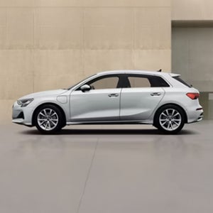 Left side of a white A3 Sportback TFSI e Audi vehicle