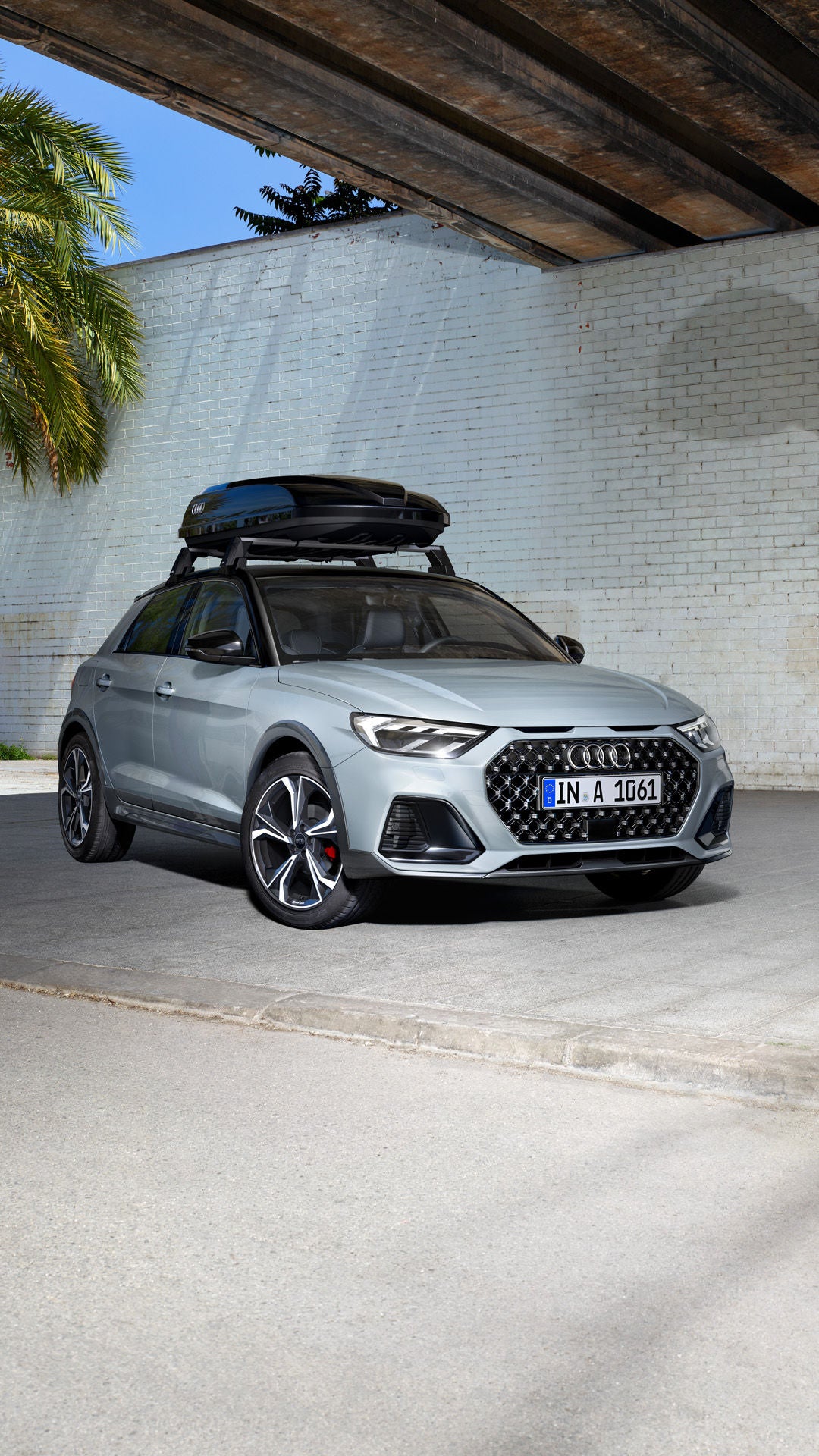 Audi A1 allstreet with ski and luggage box from Audi Genuine Accessories