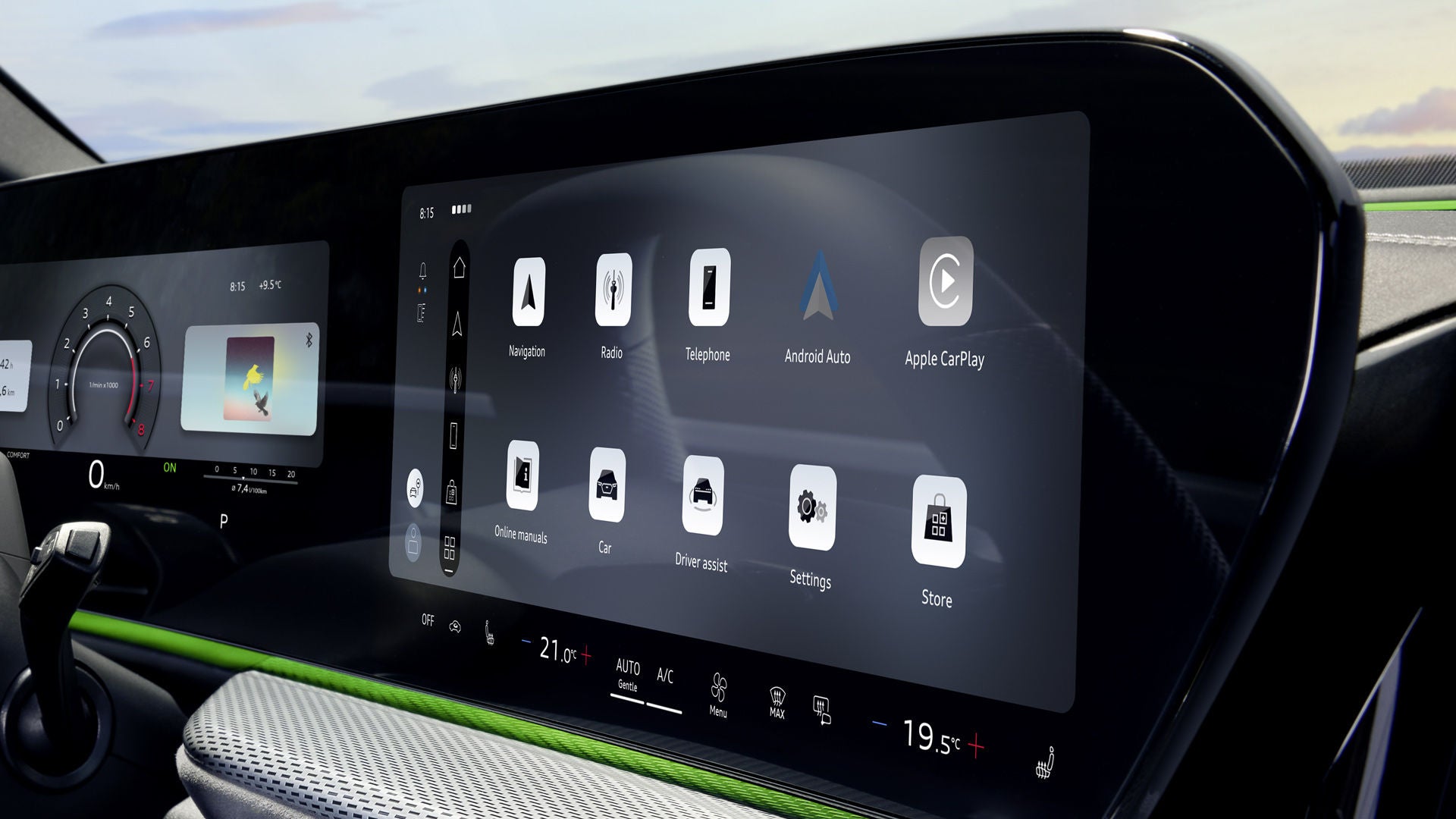 Close-up of the MMI touch display.