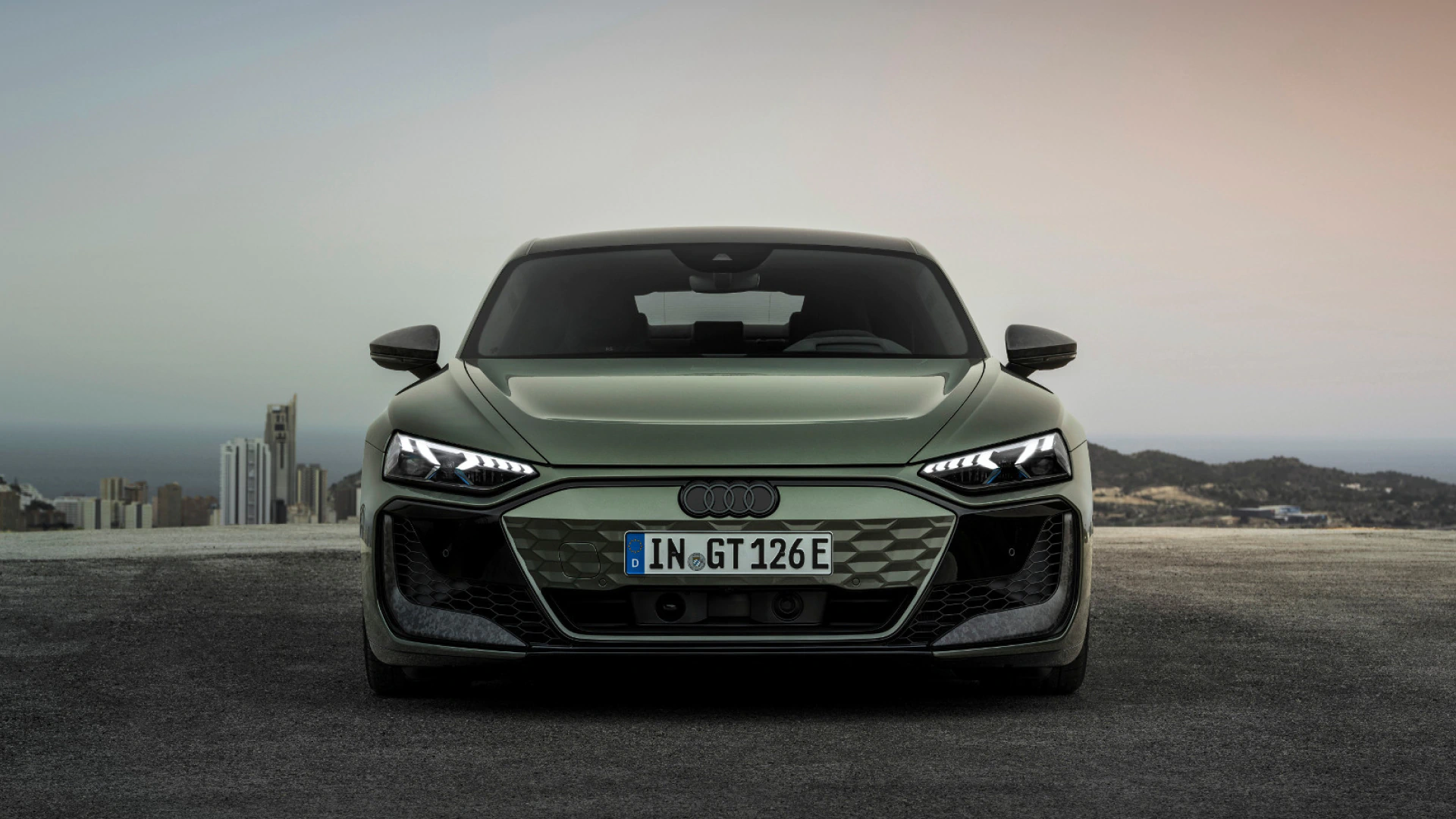 Front view of the Audi RS e-tron GT Performance.