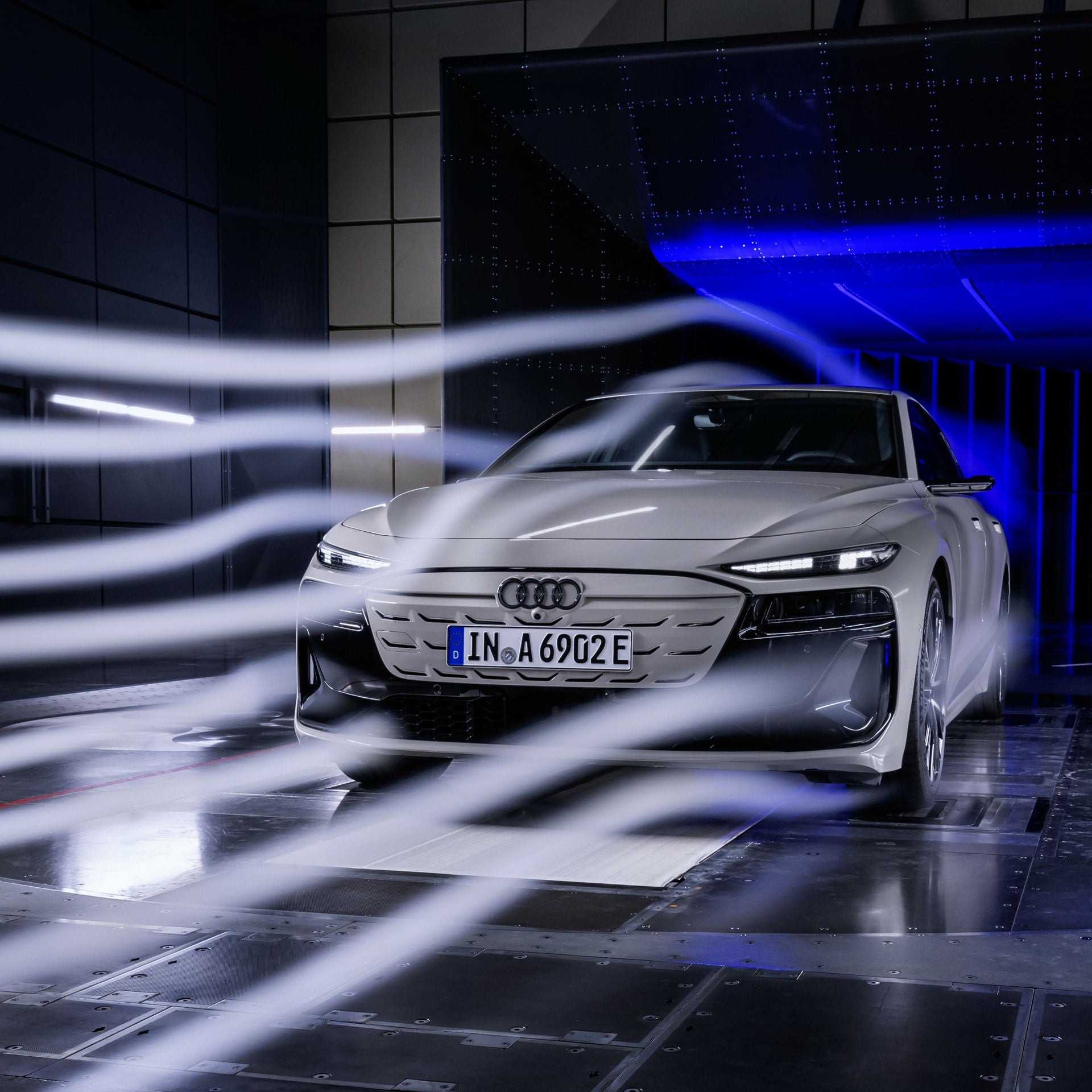 The Audi A6 Sportback e-tron in the wind tunnel