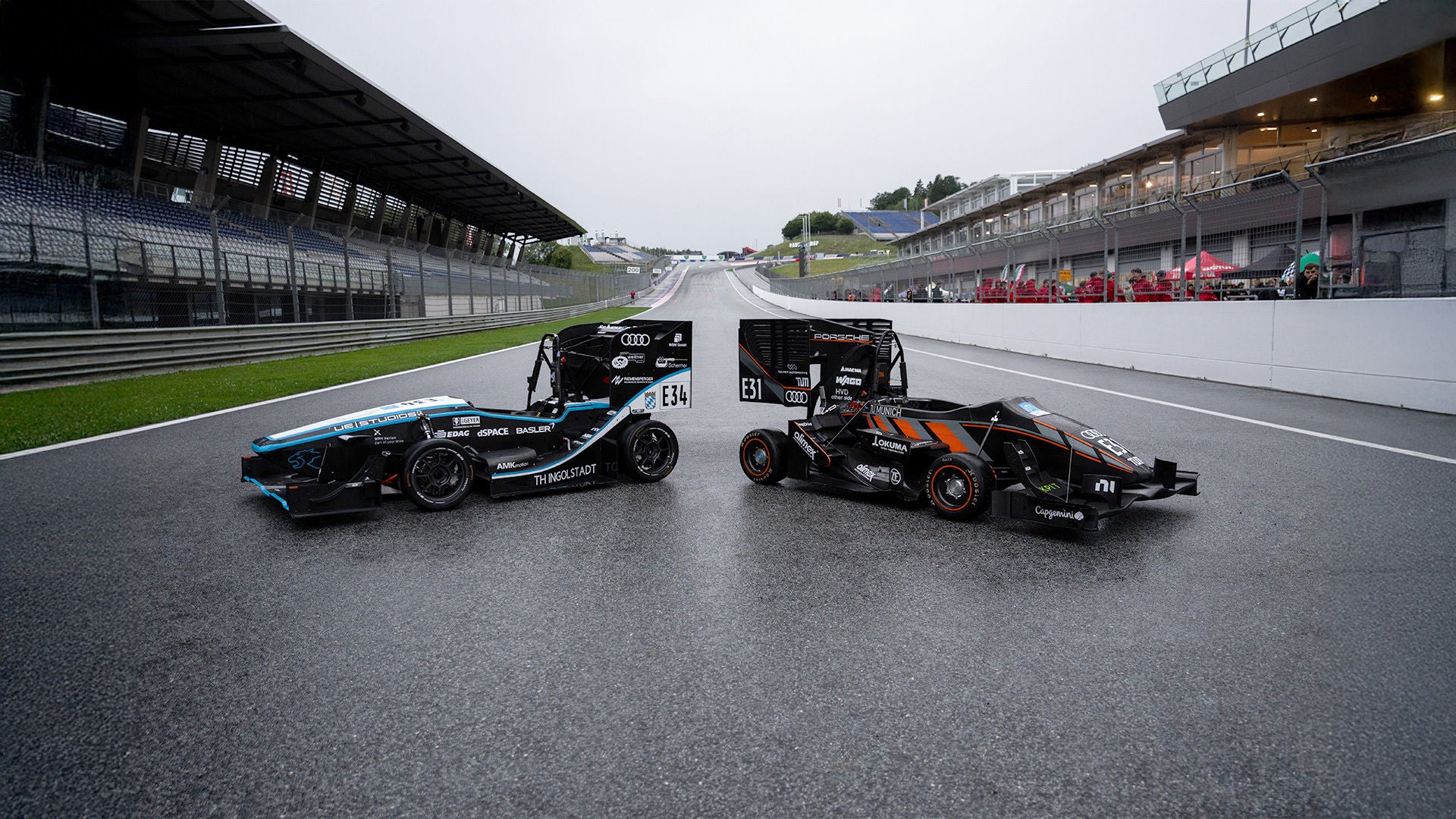 Two Formula Student racing cars at the Hockenheimring