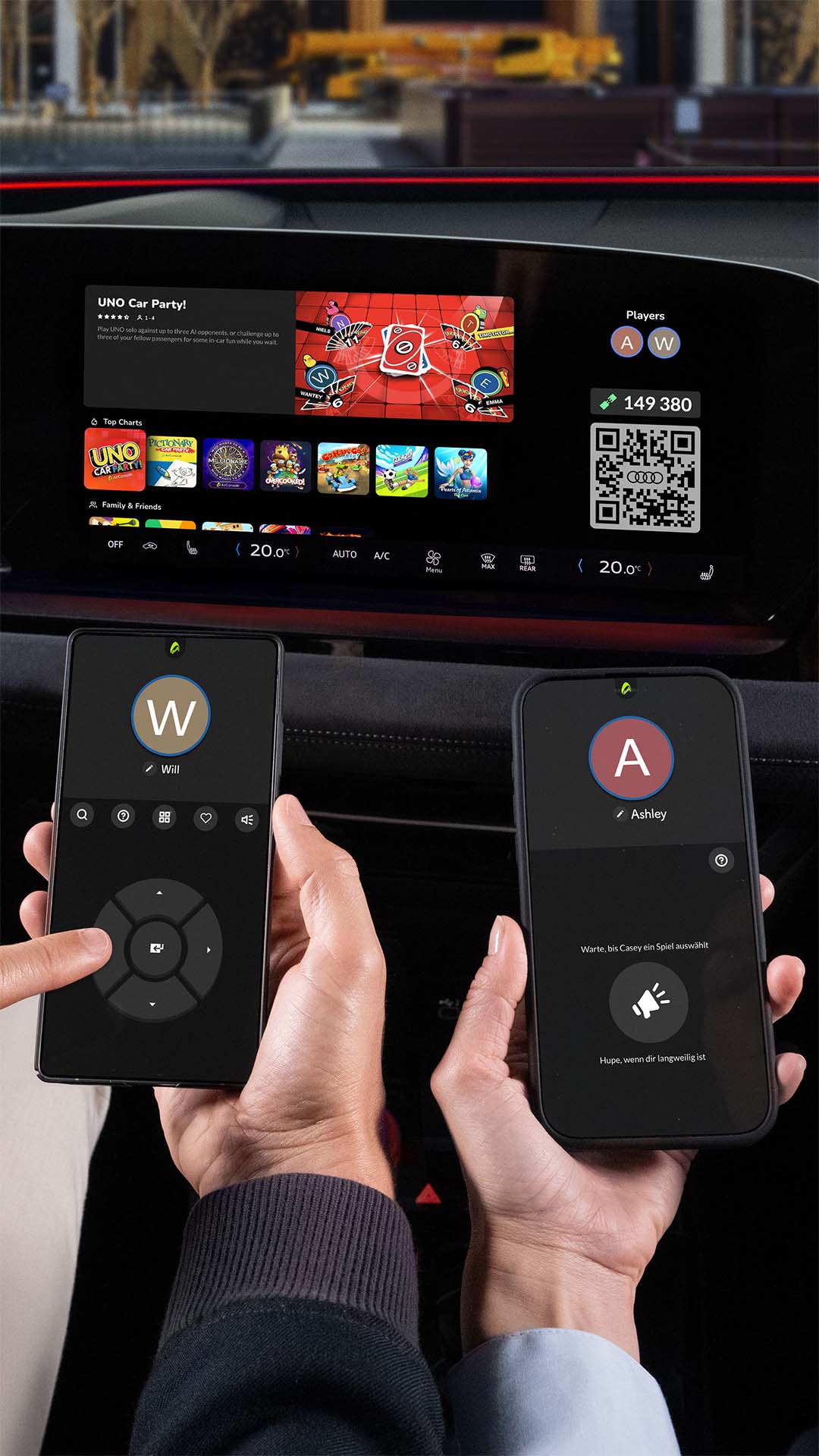 Interaktiv spillmoro i bilen med AirConsole