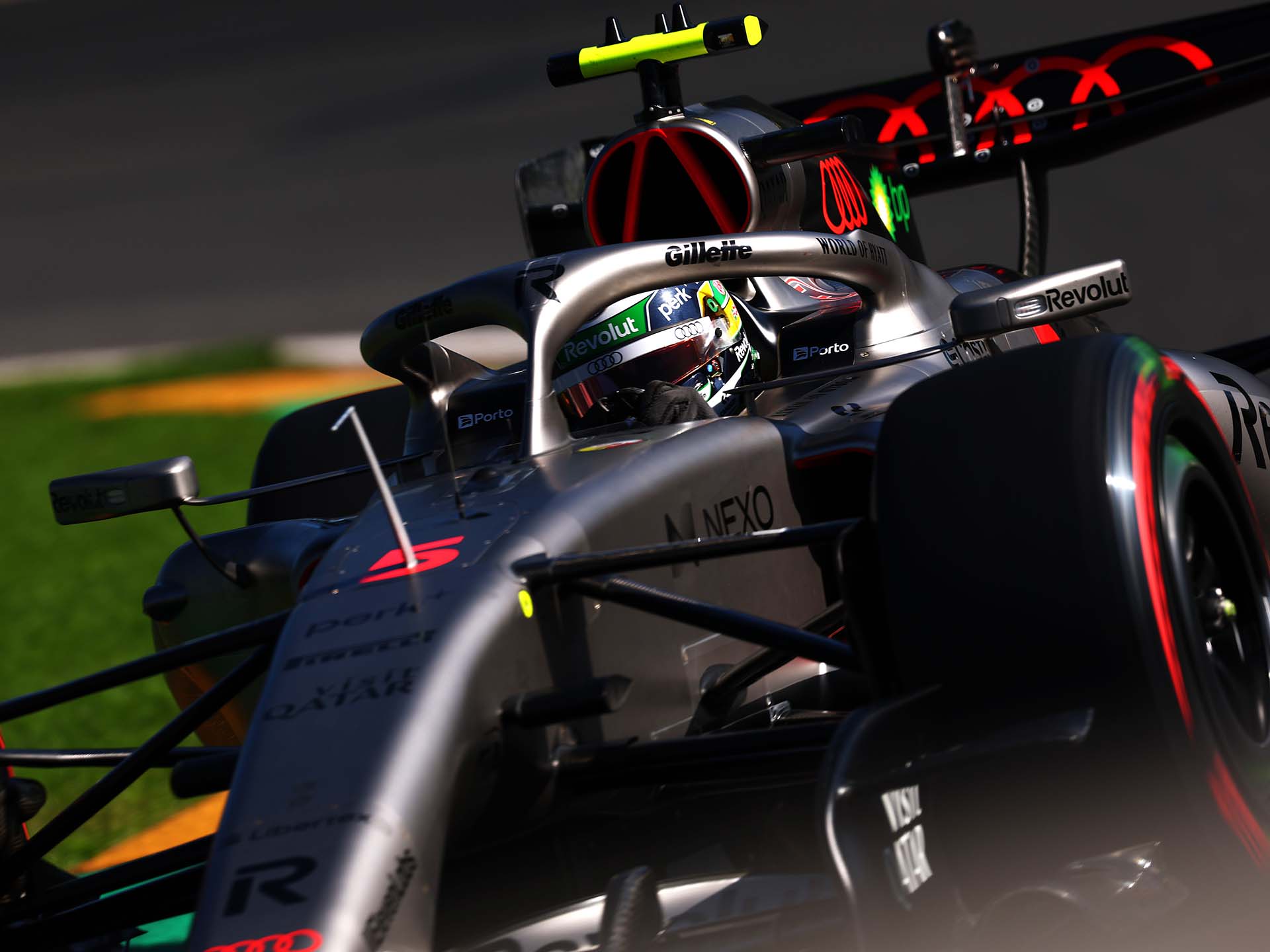 A picture showing the Audi R26 on the race track in Australia.