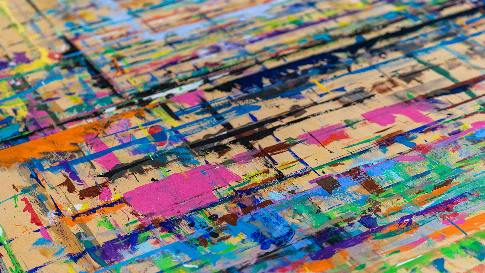 Eine bunte Illustration in Nahansicht.