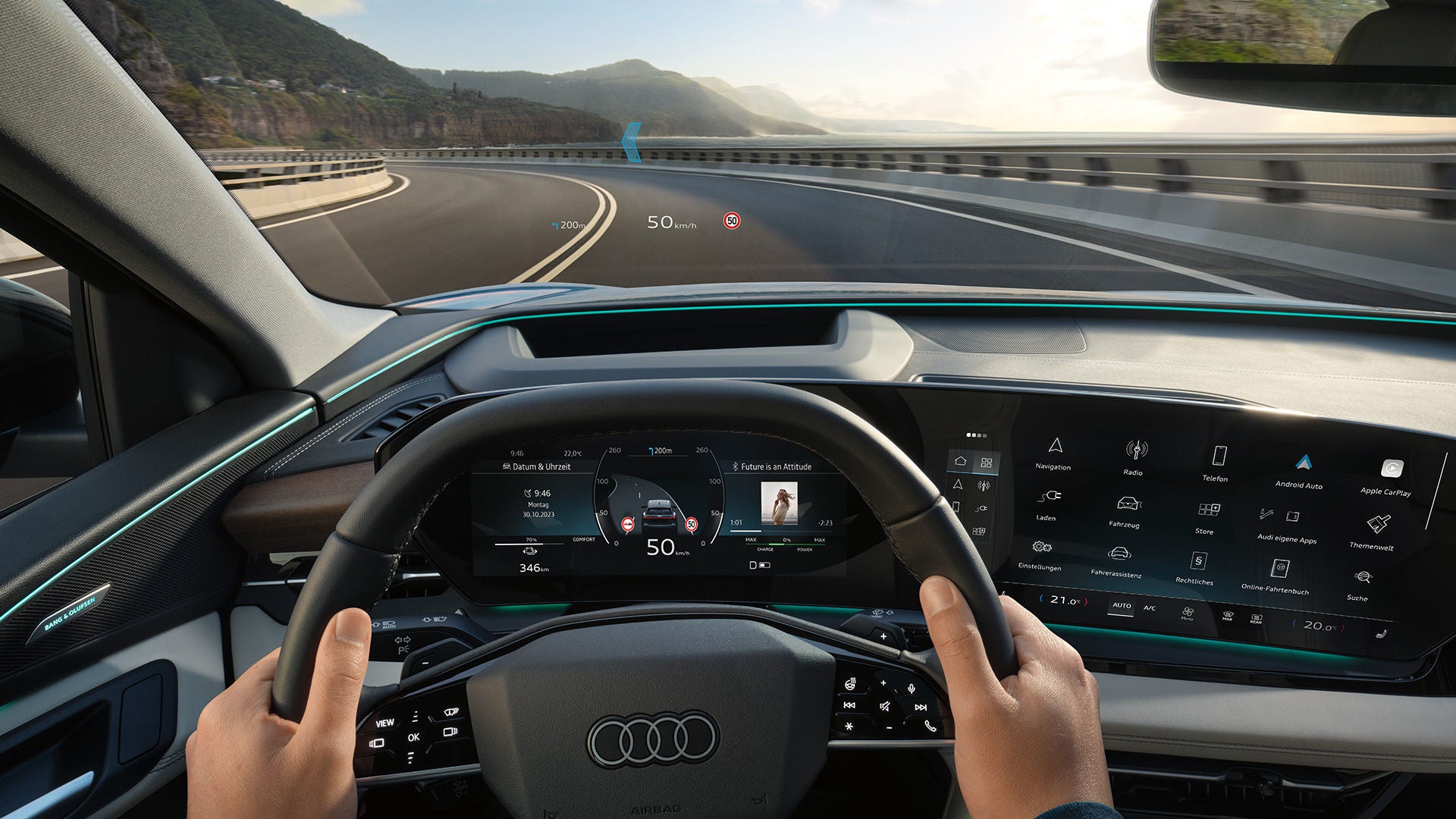 Head-up display in the Audi Q6 e-tron