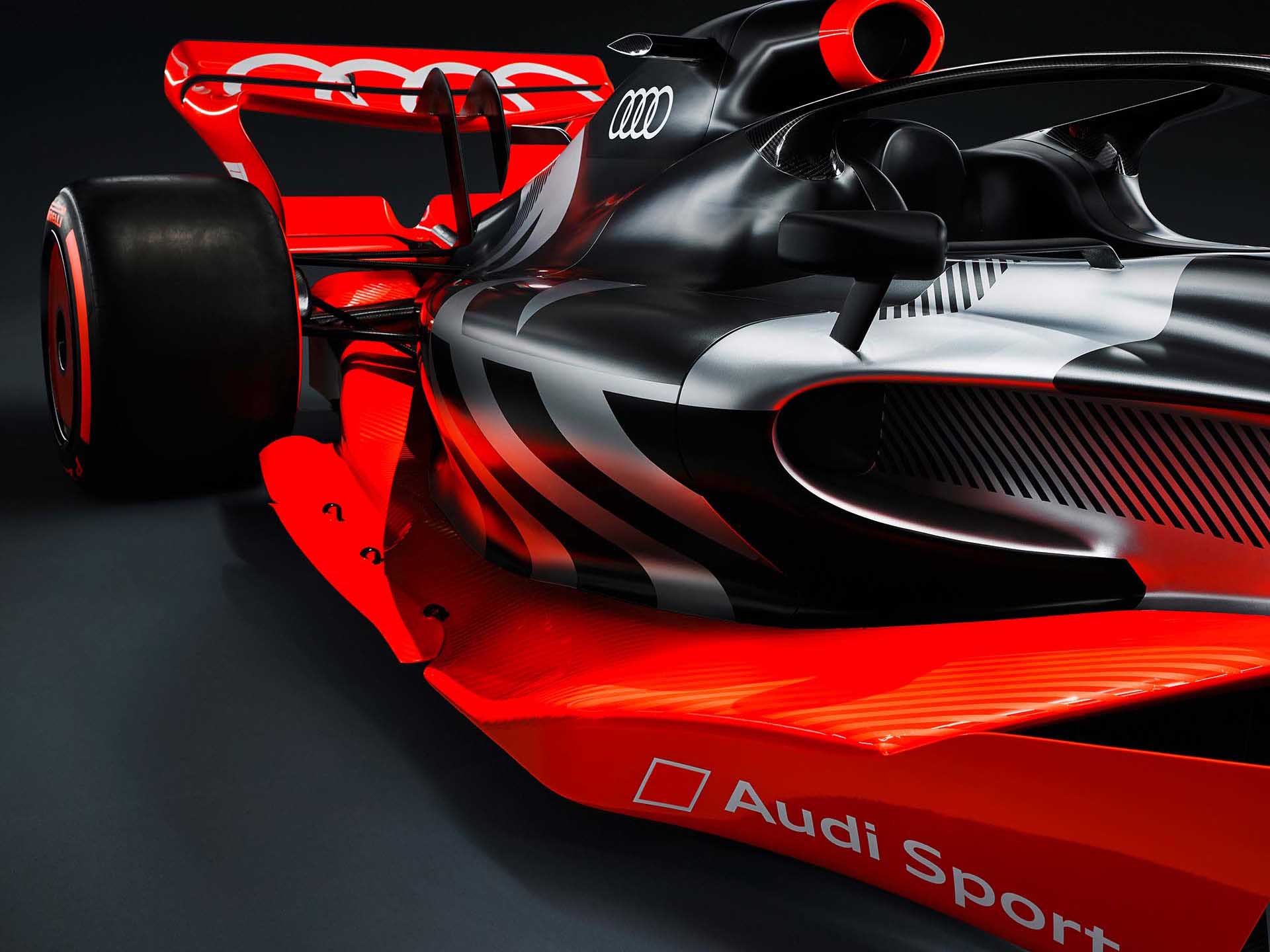 A picture showing the Formula 1 showcar with the Audi launch livery.