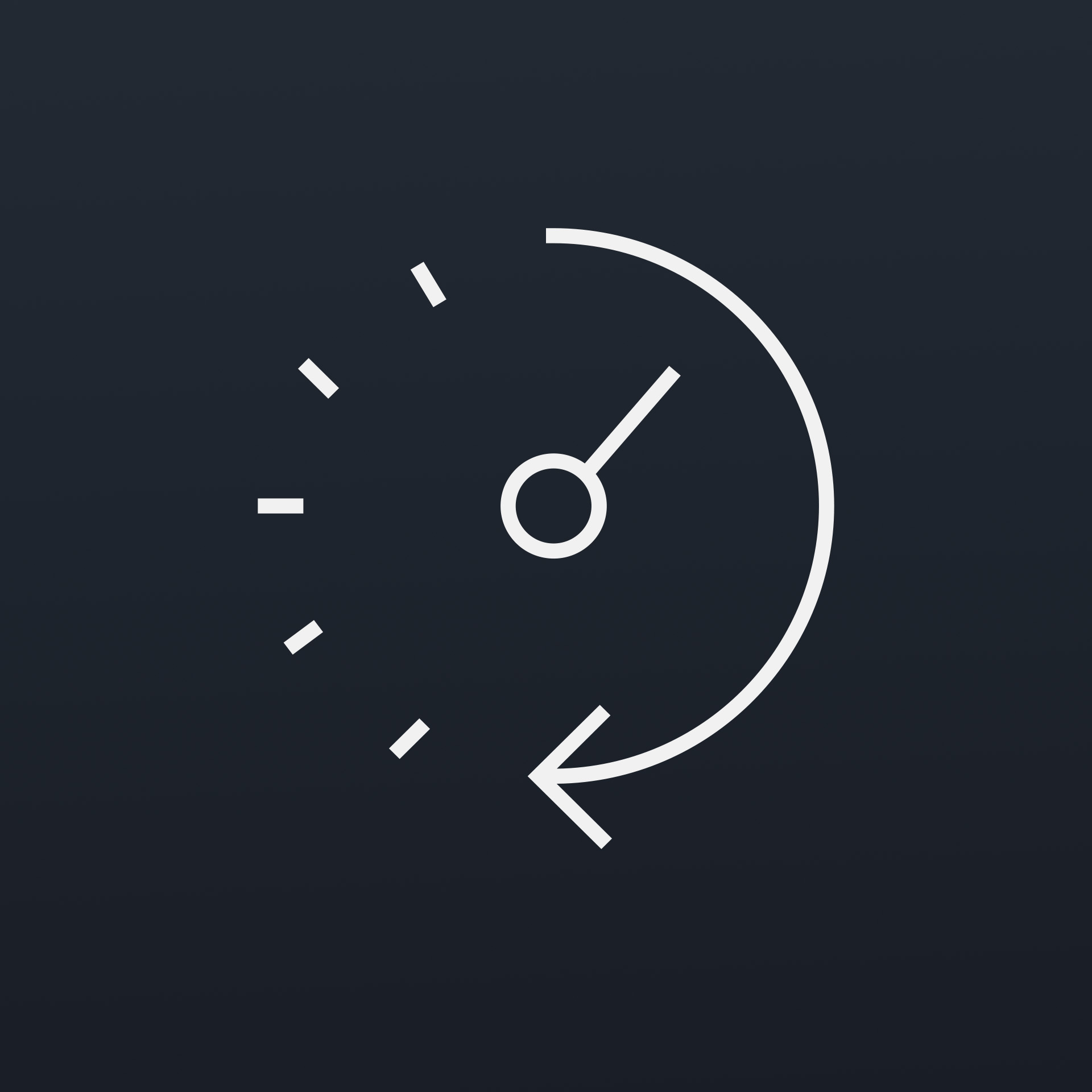 Clock icon on a black background.