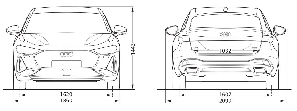 A5 e-hybrid framifrån och bakifrån
