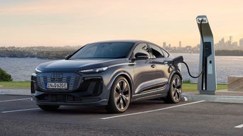 Illustration of an Audi vehicle in blue colour on a black background