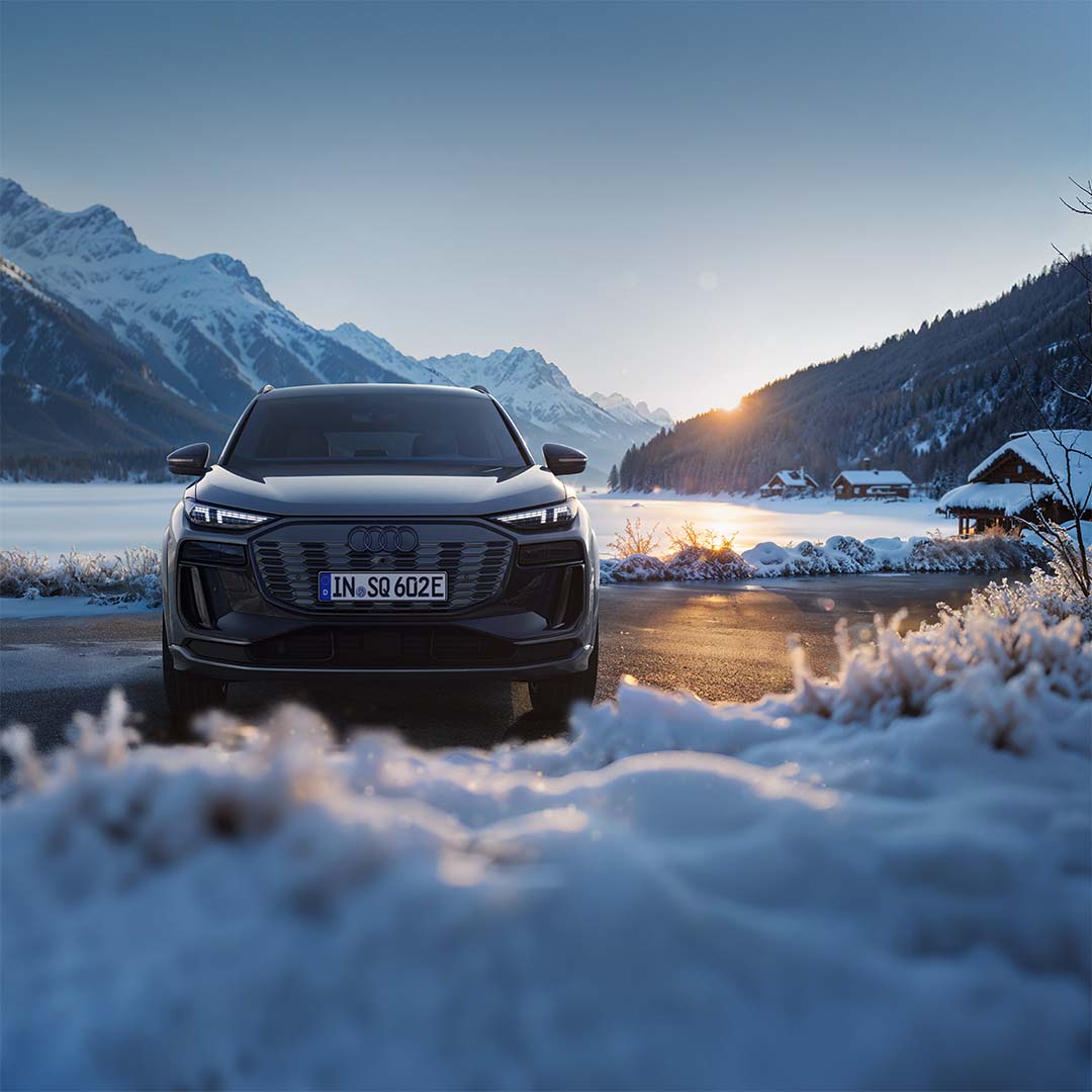 Audi Q6 e-tron i vinterlandskap