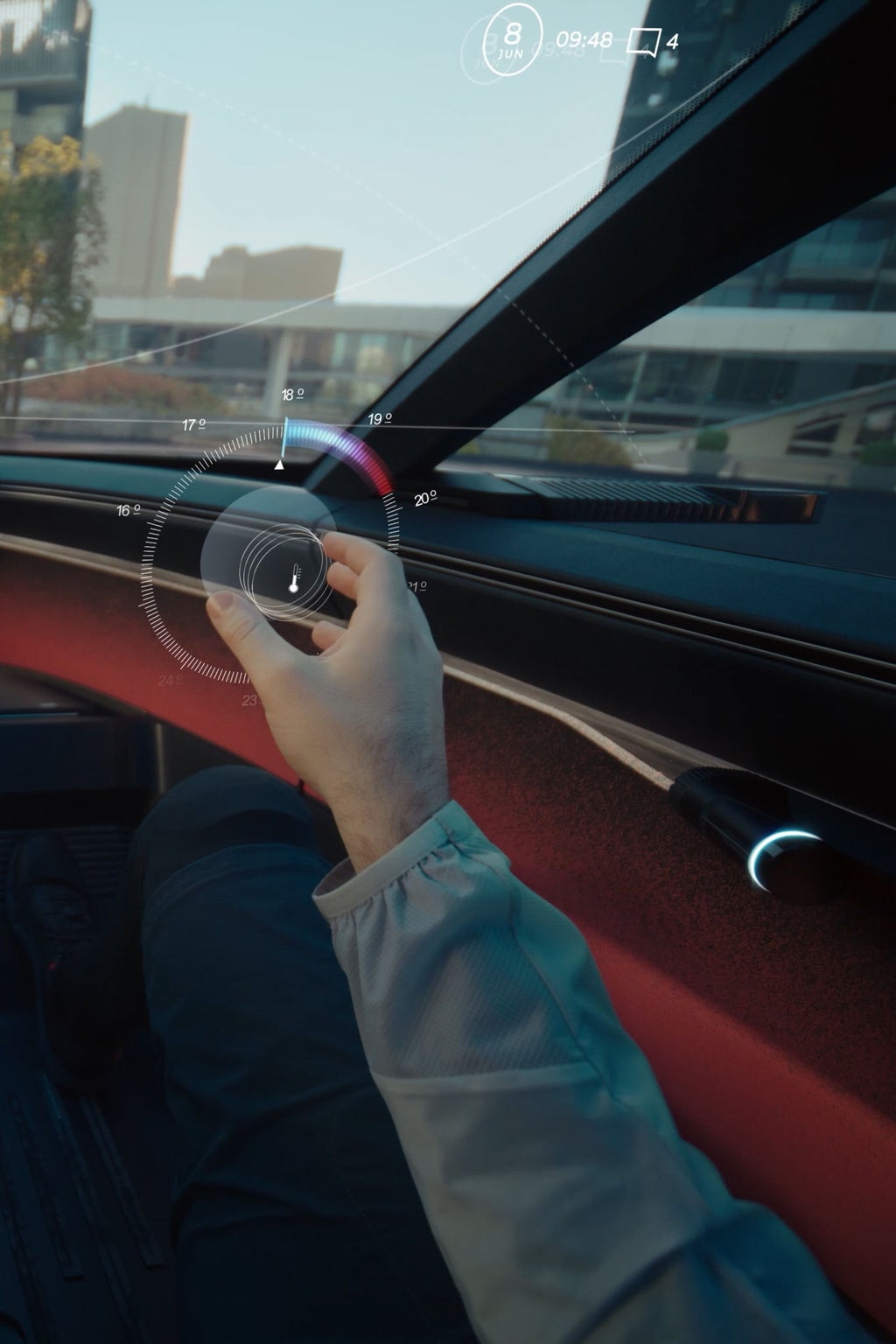 Blick durch die Brille auf die Temperatureinstellung.