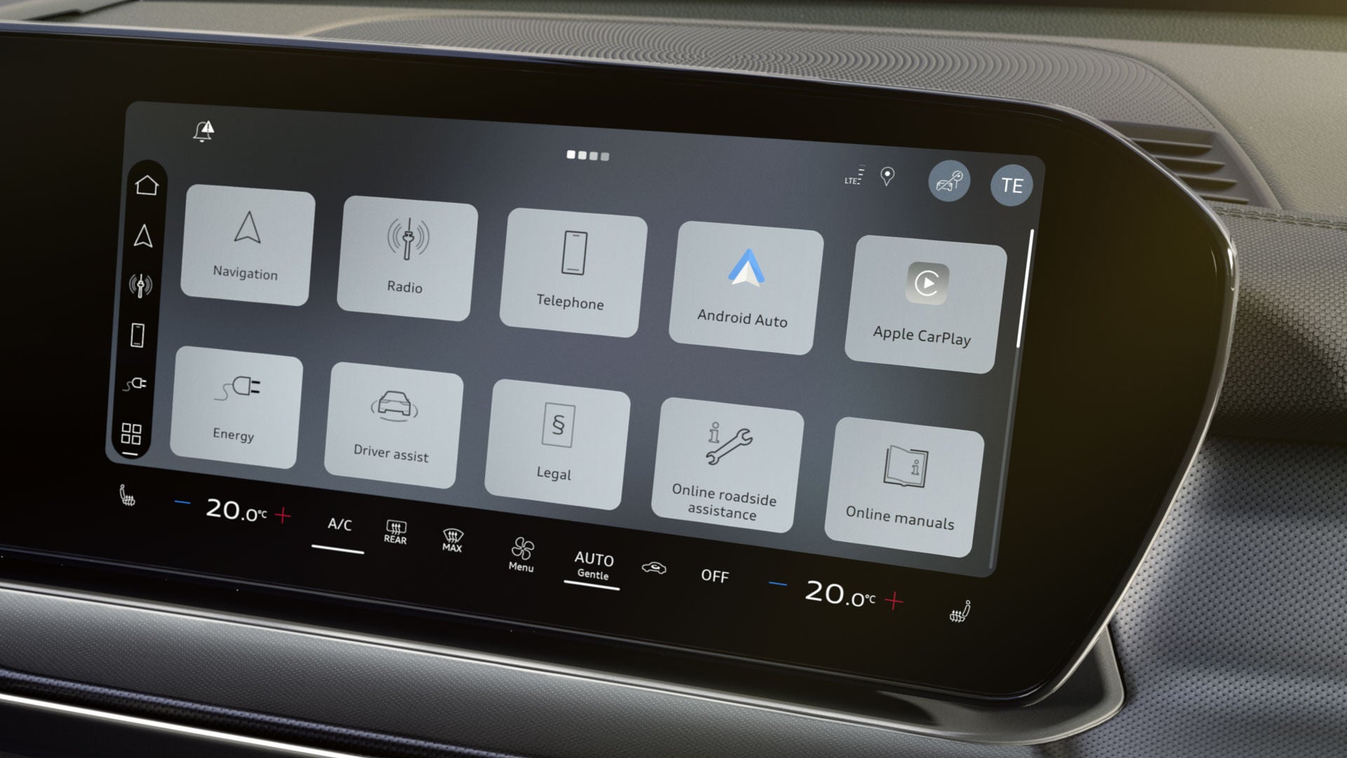 View of the MMI touch display in the Q3 SUV e-hybrid.