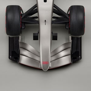 Vista detallada desde arriba del alerón delantero del Audi R26 Concept.