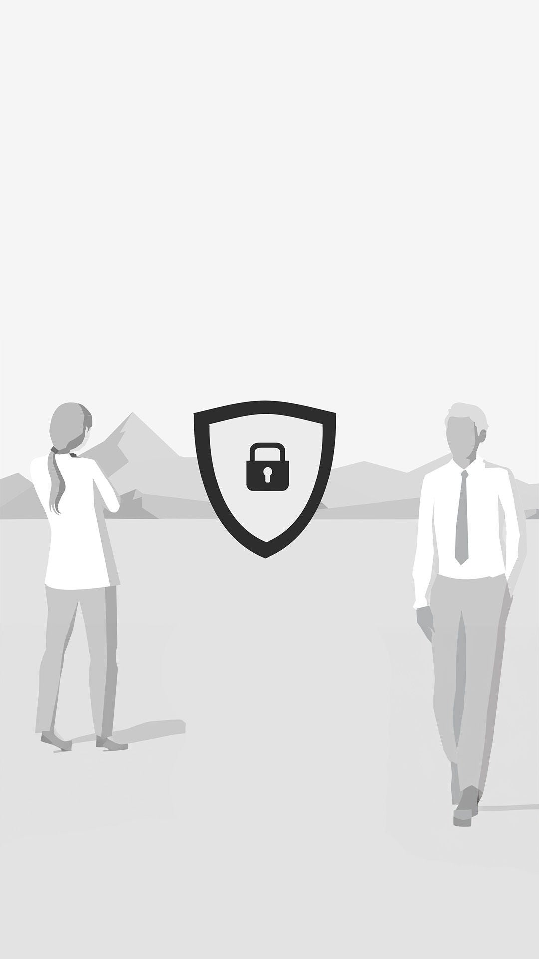 Icon: Sign with a lock, a woman and a man look at it