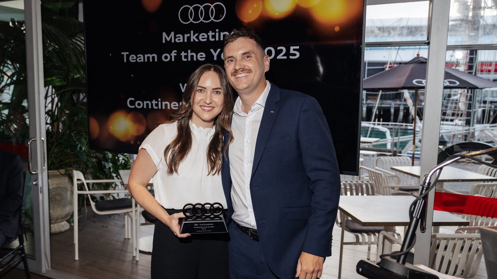 Audi Marketing Team of the Year: Continental Cars Audi. Katie Alderson Senior Marketing Executive (L) and Andrew Stephenson Audi NZ (R)