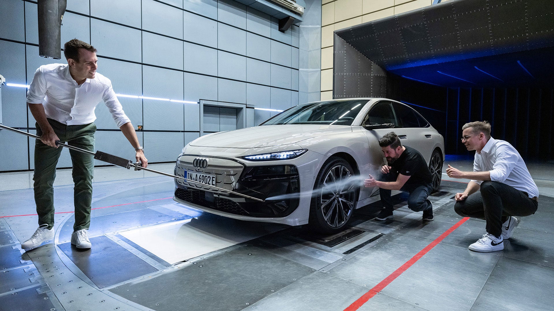Der Audi A6 Sportback e-tron im Windkanal