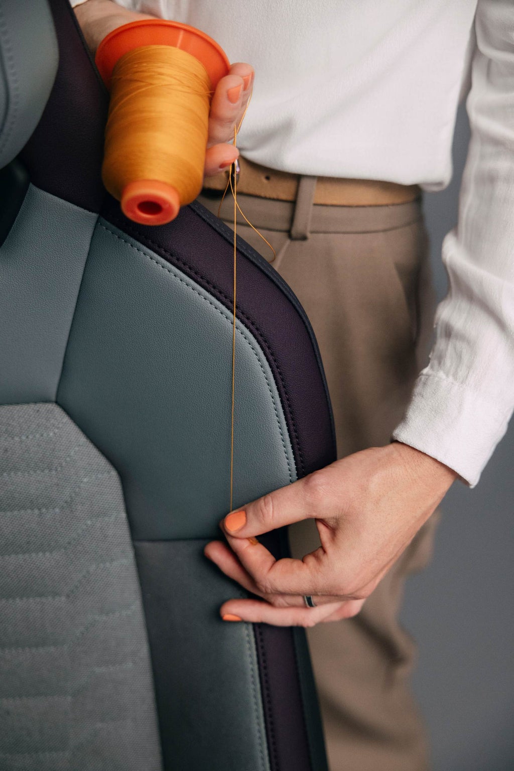 Detail von Garn und Naht.