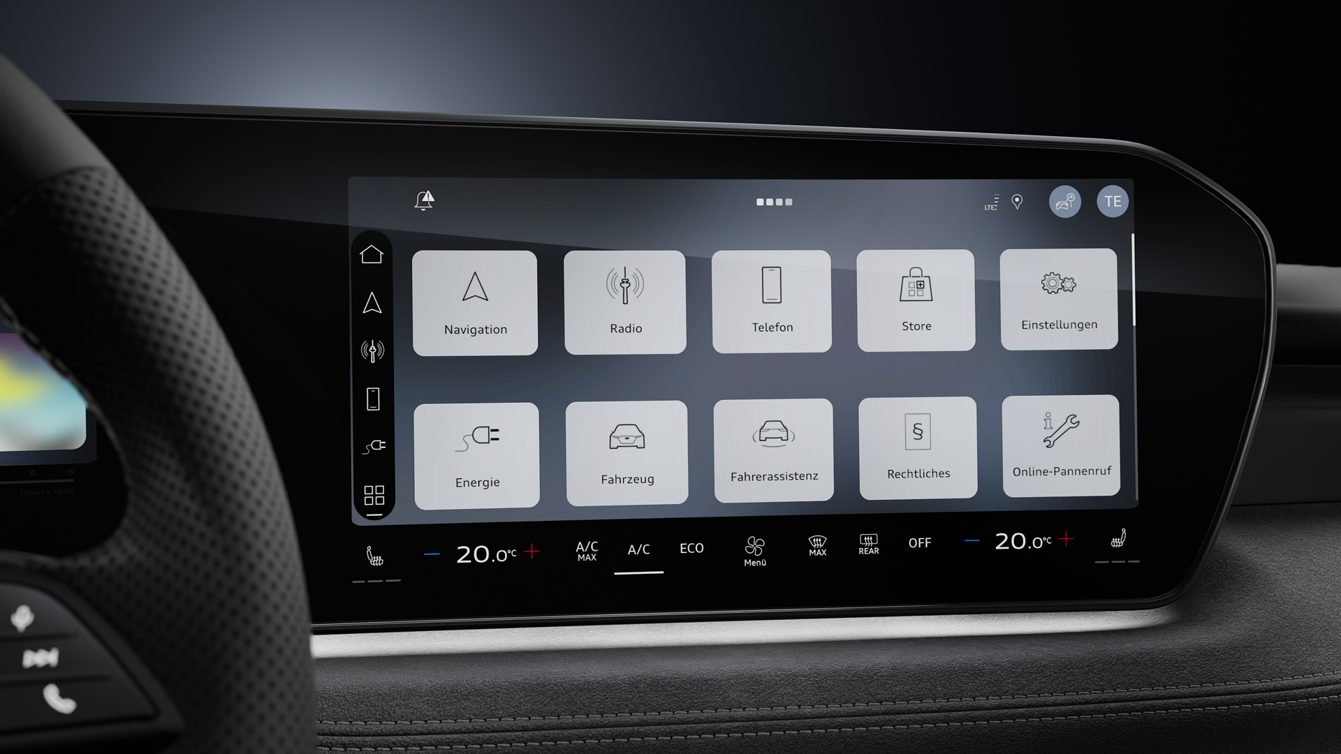 Nahaufnahme des MMI touch displays.
