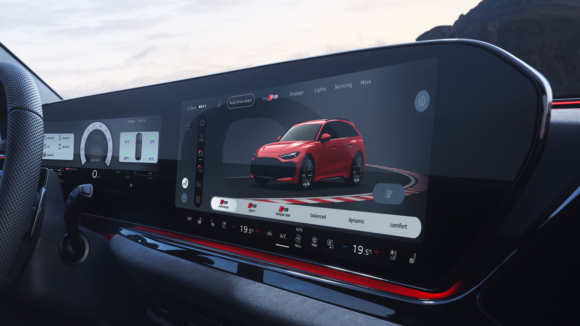 Focus on the MMI touch display and Audi drive select with the various RS driving modes.