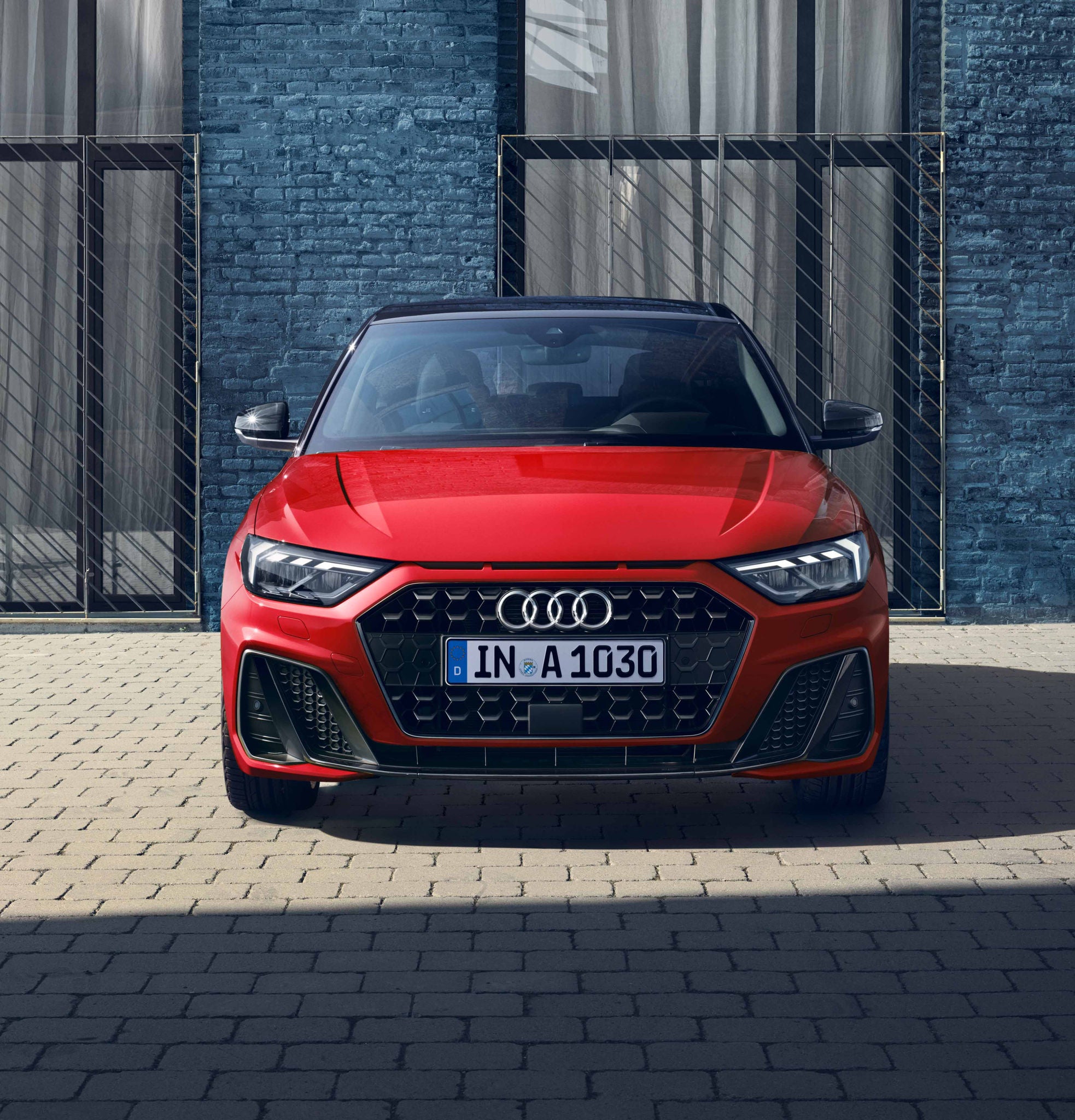 Audi A1 in red viewed from the front