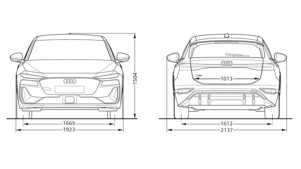 S6 Avant e-tron mått framifrån och bakifrån