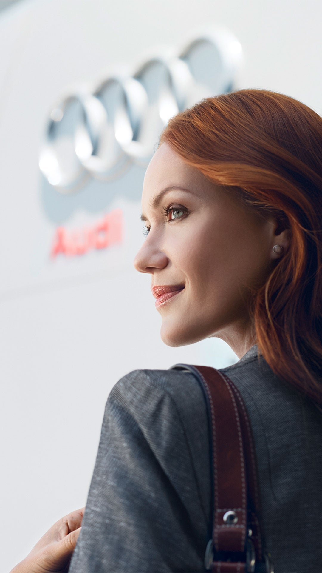 Woman outside Audi service centre