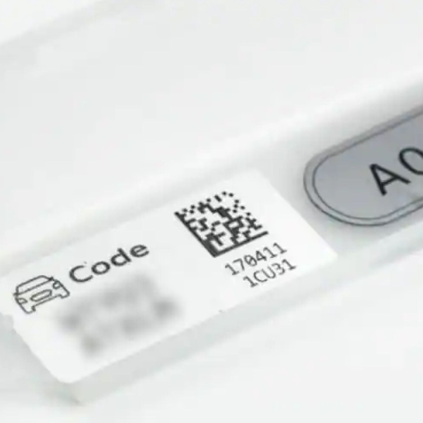 Close up of the key user tag, which is blurred out, on an Audi vehicle