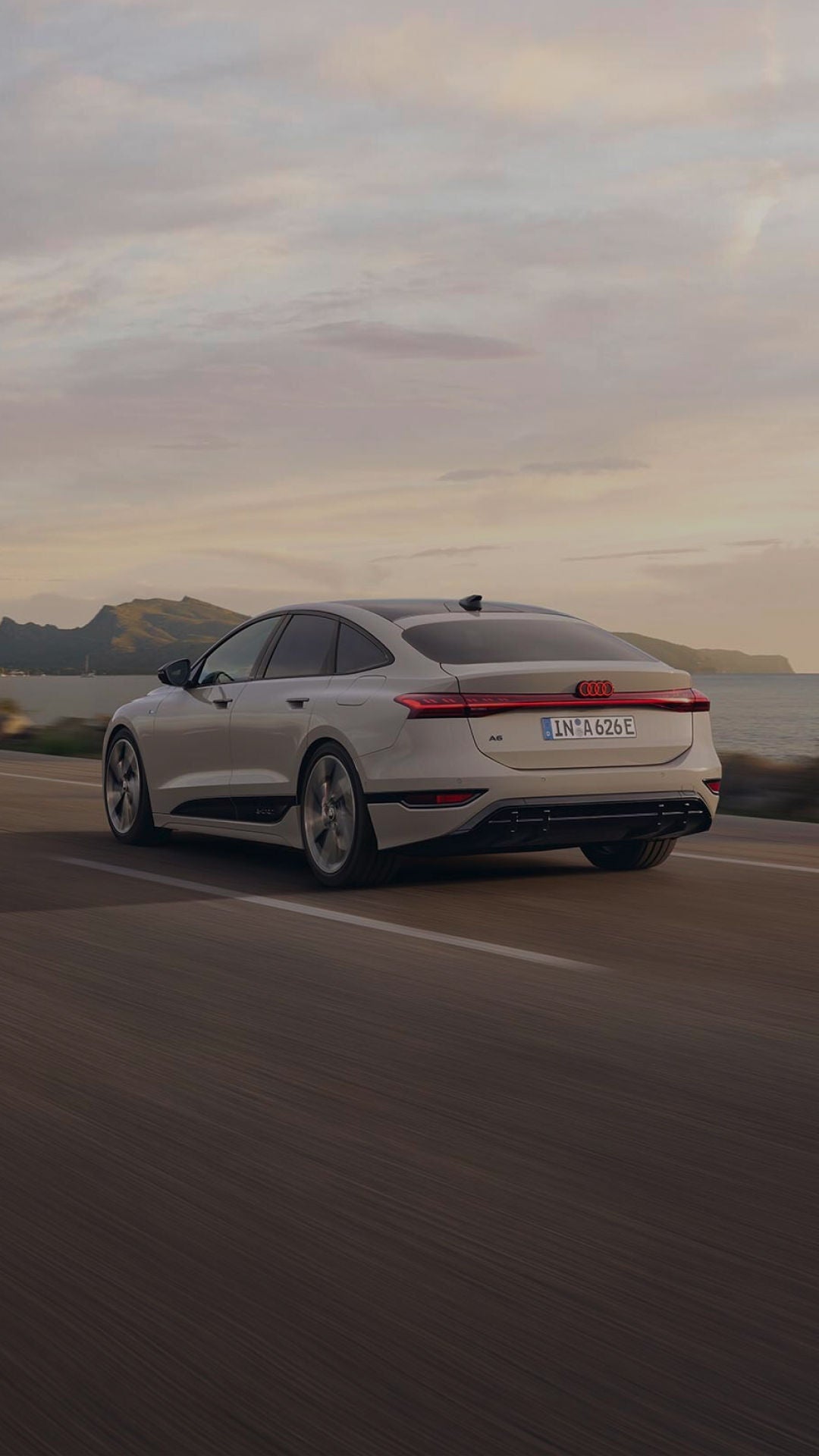 Audi e-tron rear view on open road