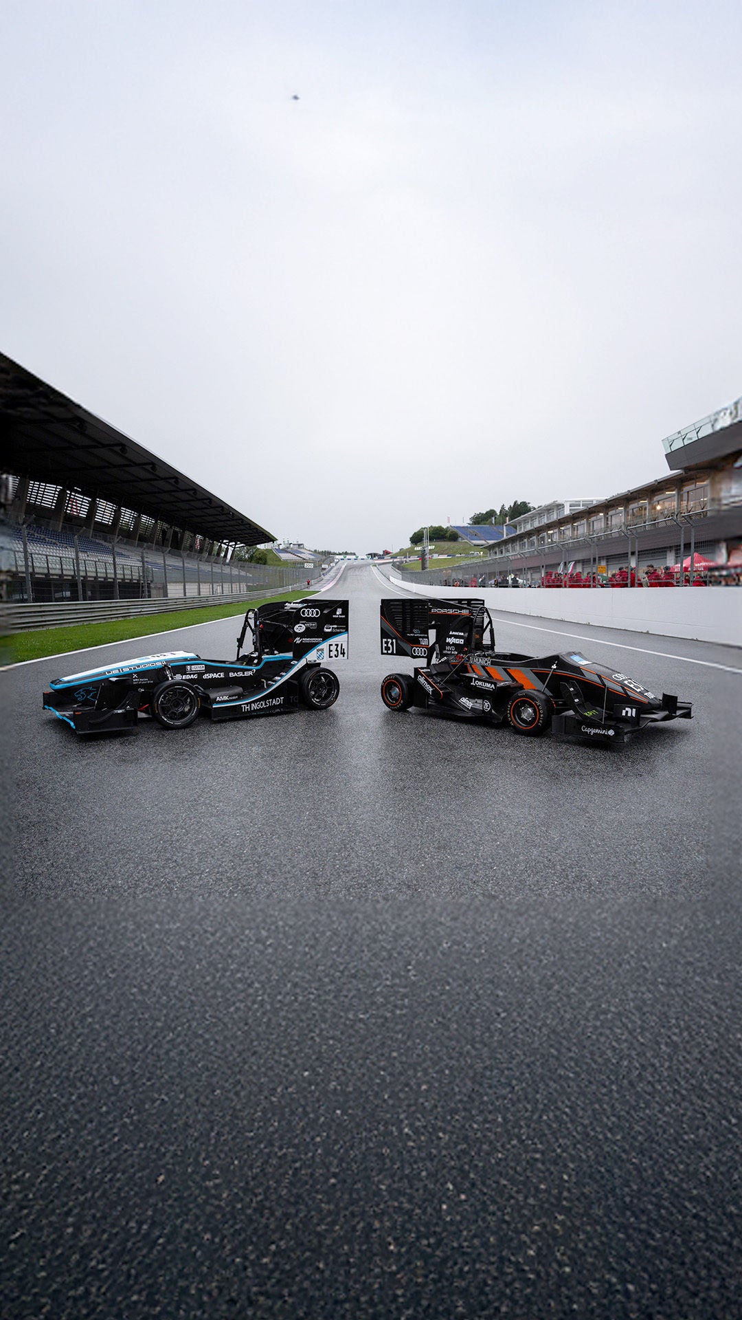 Two Formula Student racing cars at the Hockenheimring