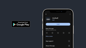 The Google Play store on a mobile phone displaying the the myAudi app information