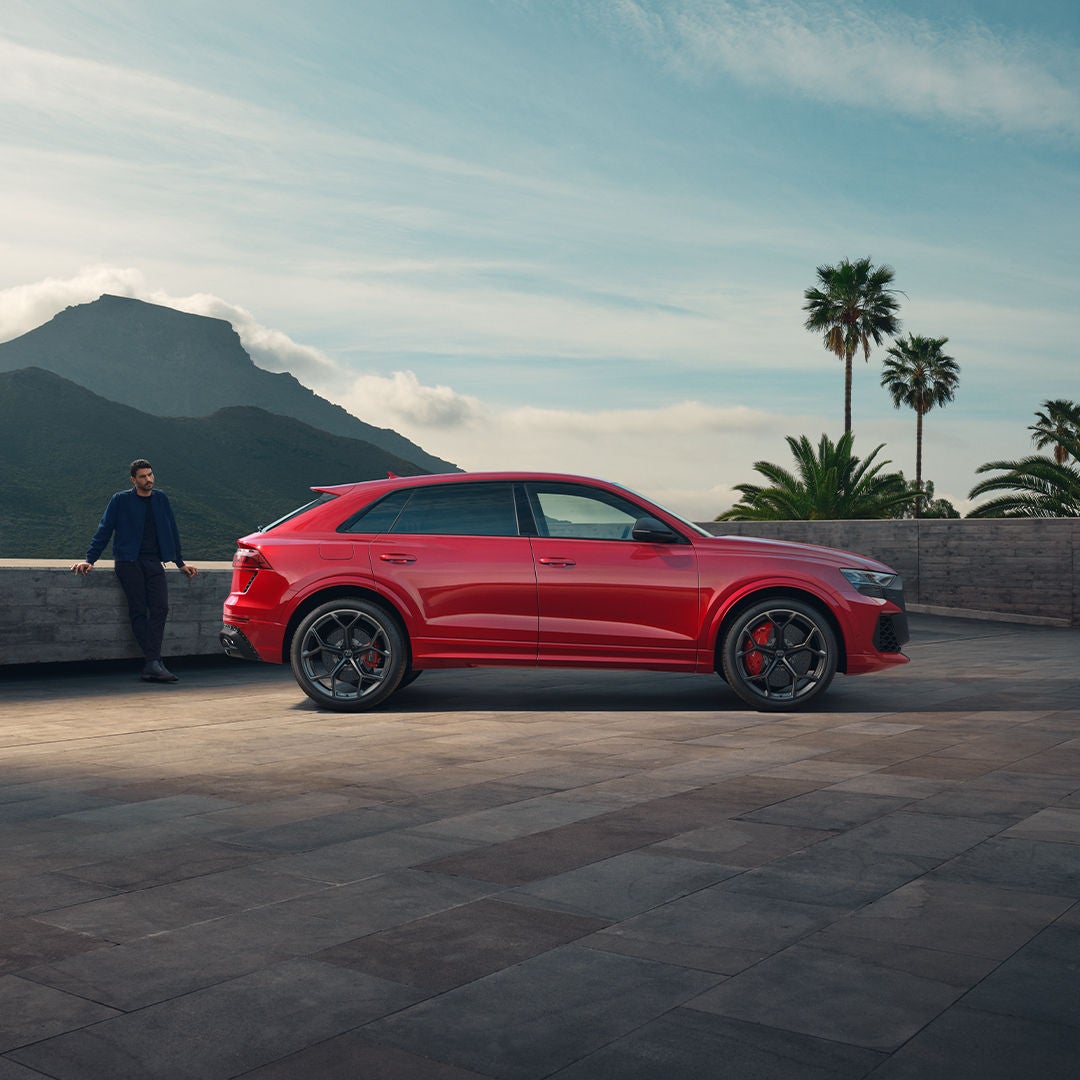 White Audi GT sports car on a racing road