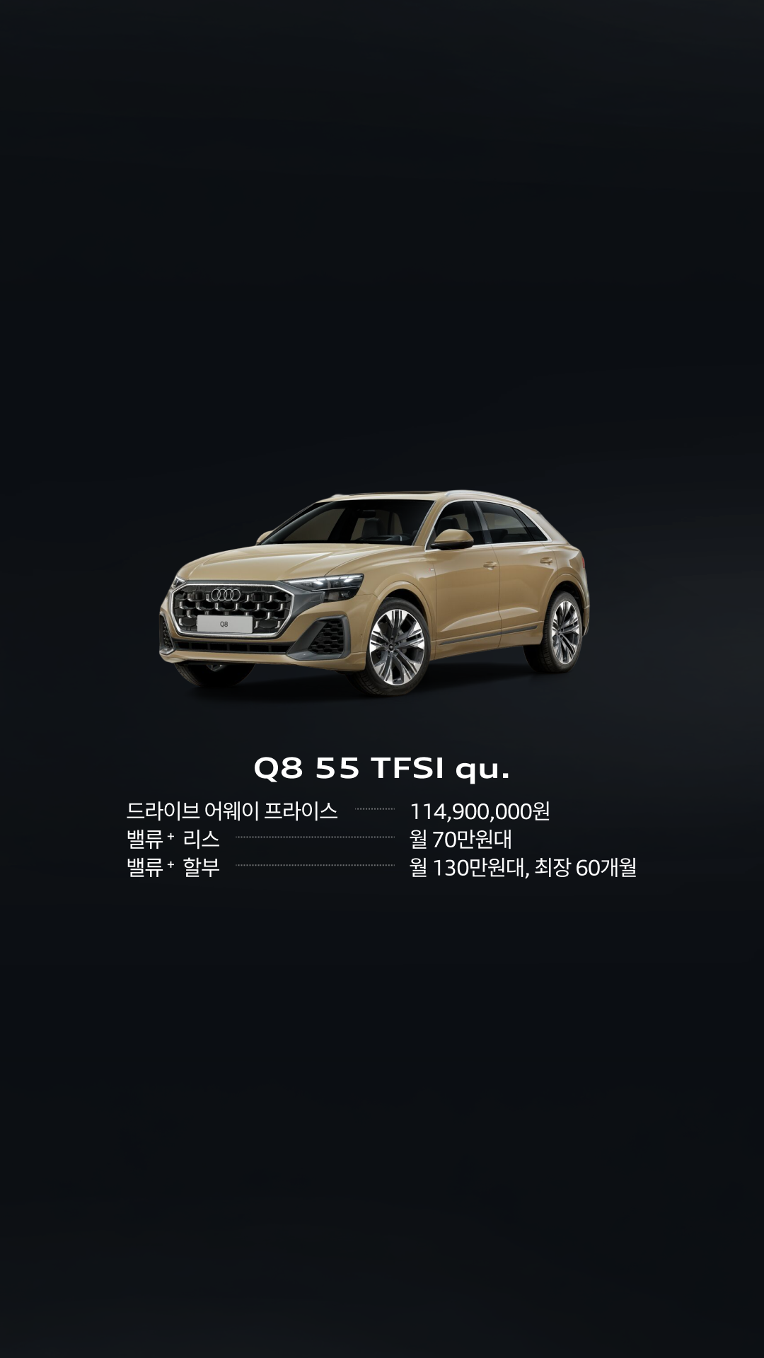 Frontale Seitenansicht Audi Q8 SUV