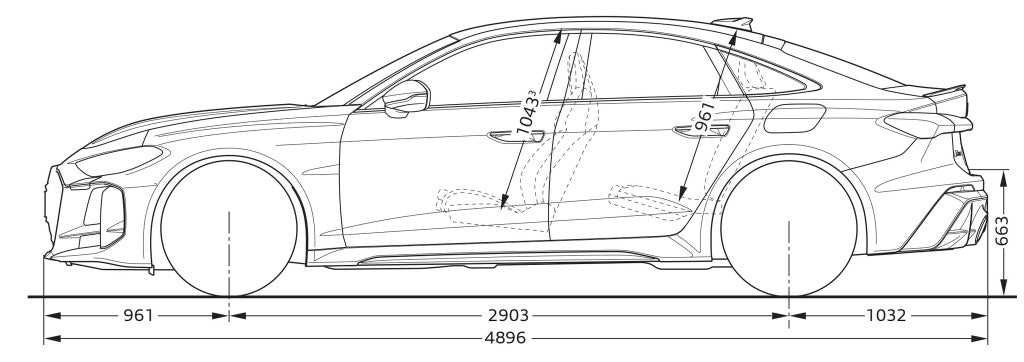 RS 5 Sedan mått från sidan