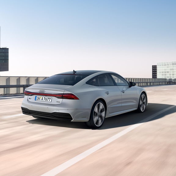 Rear view of an Audi S7 Sportback in competition edition