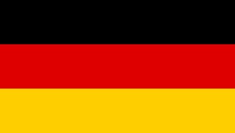 Flag of Germany with three horizontal stripes in black, red and gold.
