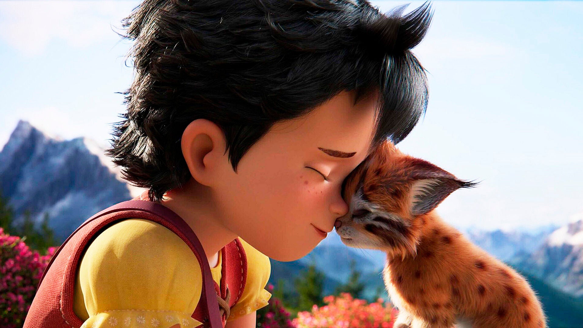 Heidi kuschelt mit einem kleinen Luchs.