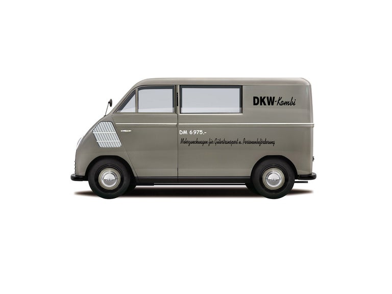 Illustration of the DKW F 89 L Schnelllaster in grey against a white background