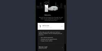 The myAudi app displaying the 'Account settings' screen with the 'PIN' link highlighted