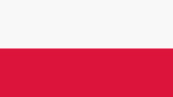 Flag of Poland with two horizontal stripes, white on top and red on the bottom.