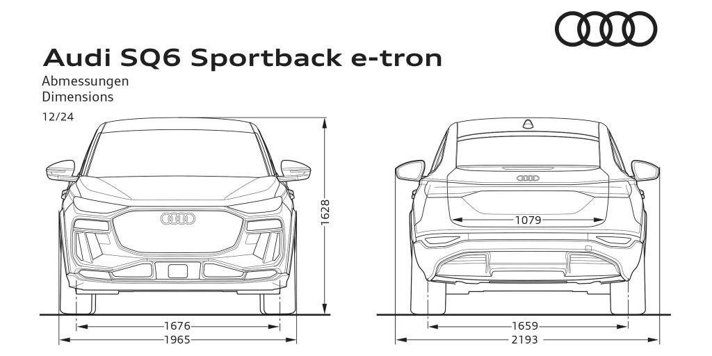 SQ6 Sportback e-tron framifrån och bakifrån