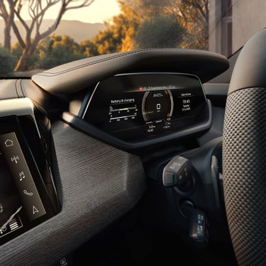 Close up of an Audi car's electronic dashboard